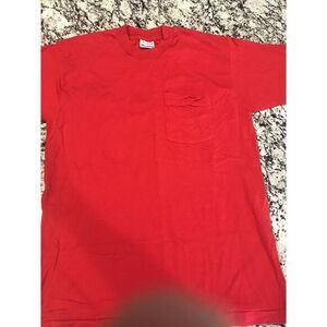 🇺🇸 Vintage Single Stitch Large T-Shirt Basic Tag Made In USA 🇺🇸 Front Pocket